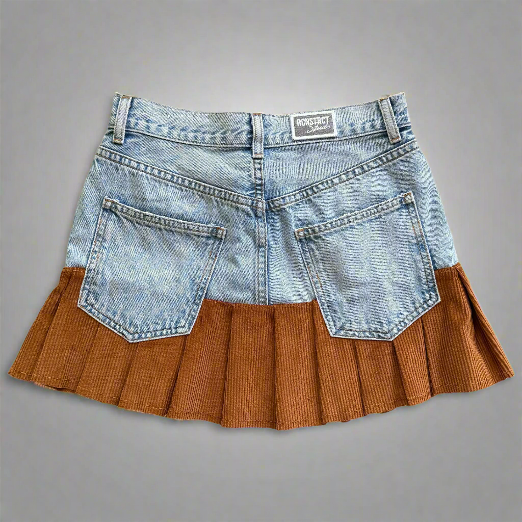 Denim+Corduroy Pleated