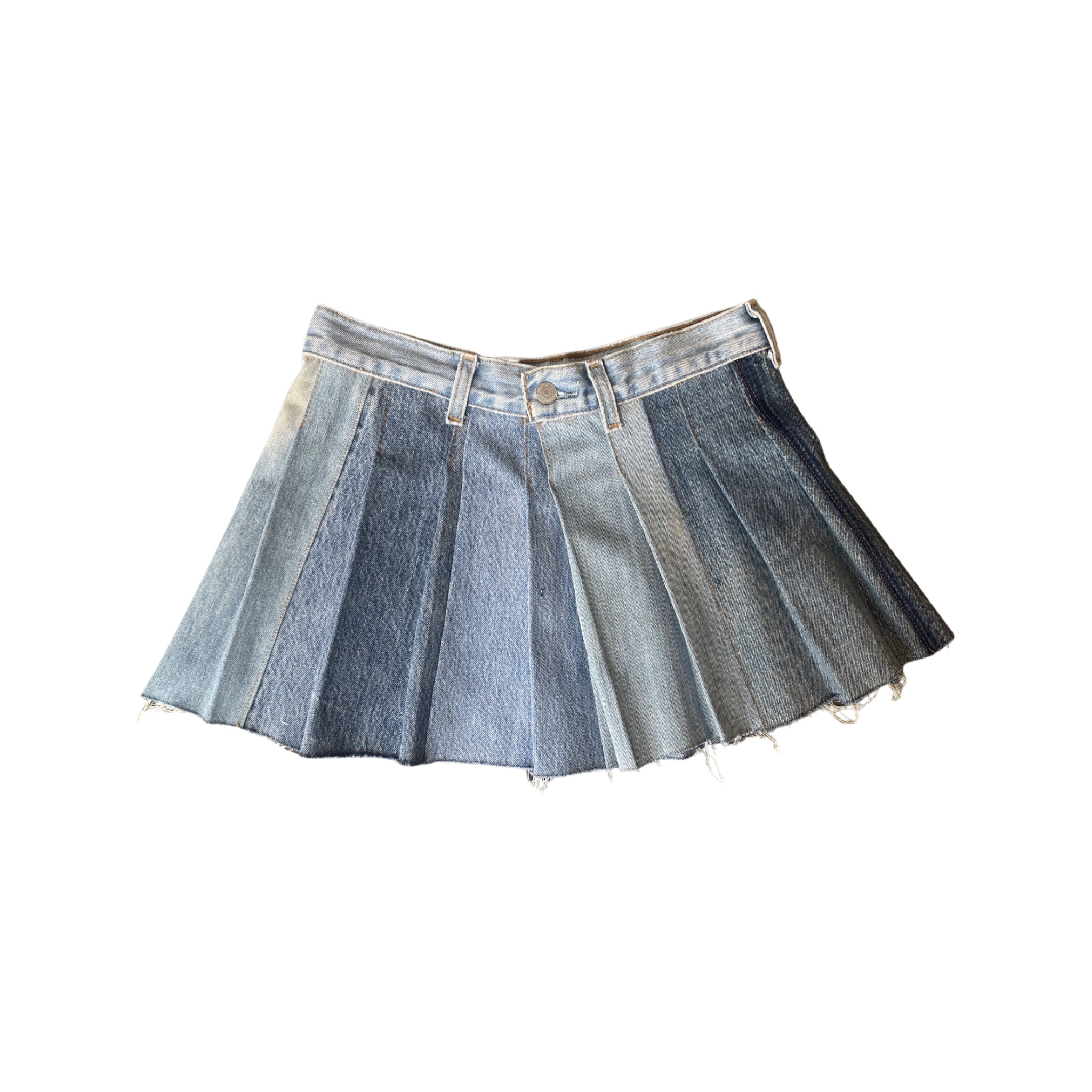 Multi Tonal Pleated Denim Skirt RCNSTRCT studio