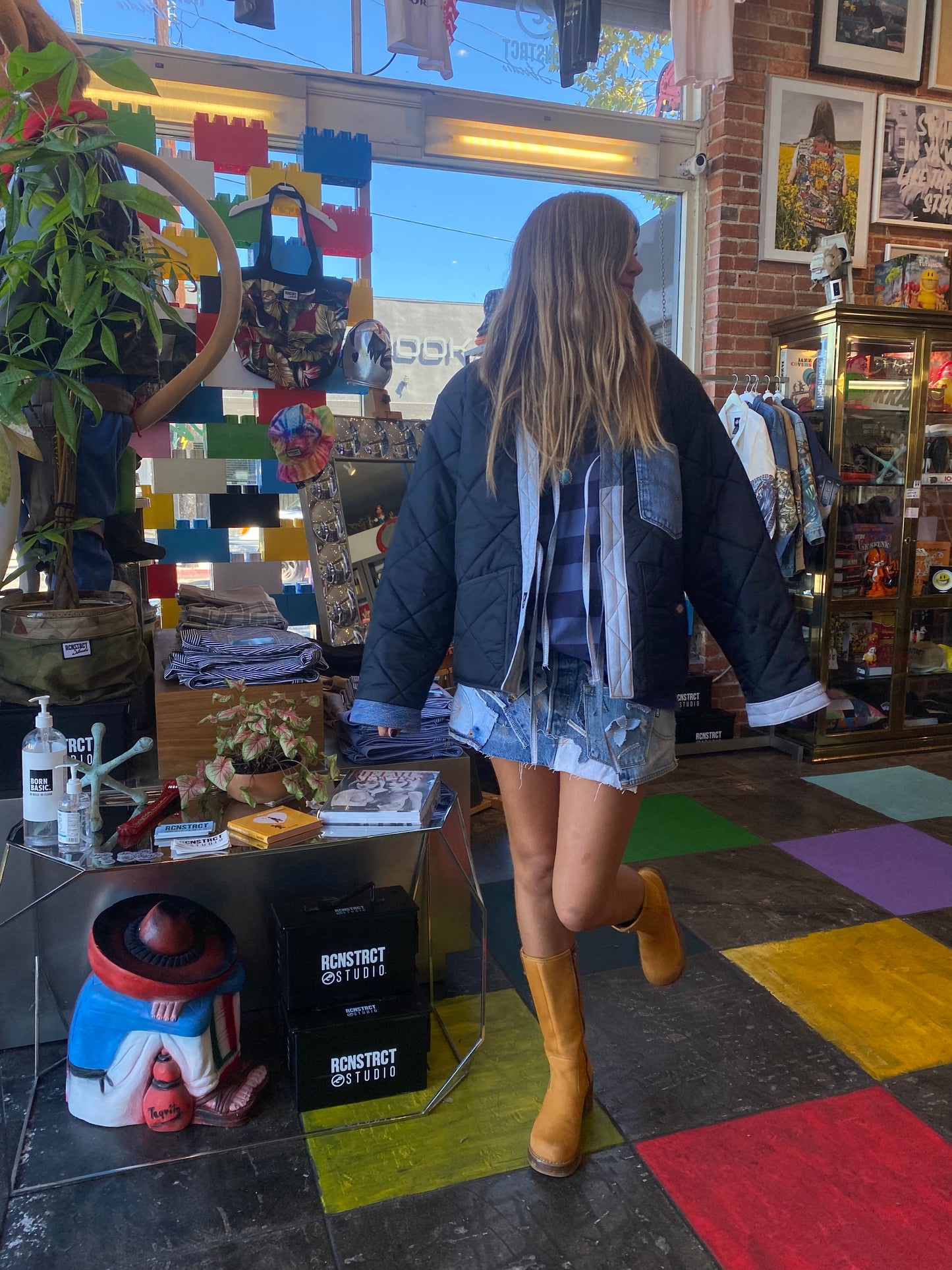 Denim Detail Patchwork Skirt/*Random Selection