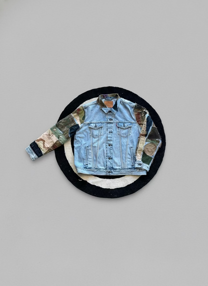 Camo Patchwork Detail Denim Jacket