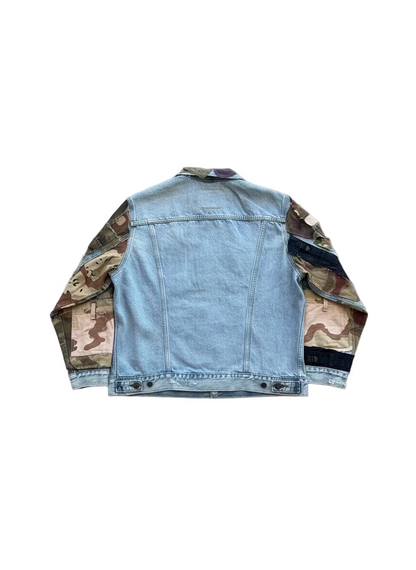 Camo Patchwork Detail Denim Jacket