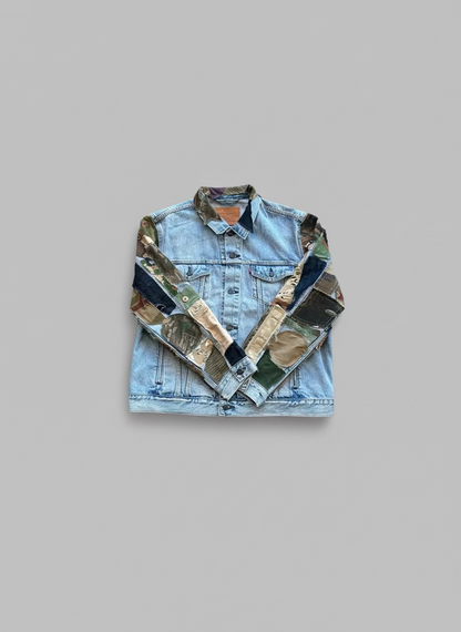 Camo Patchwork Detail Denim Jacket
