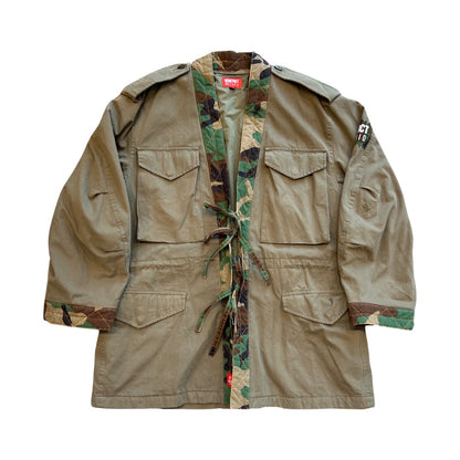 Camo Trim Kimono - Olive