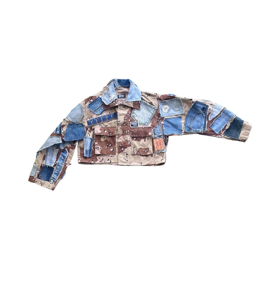 Desert Camo + Denim Cropped Jacket