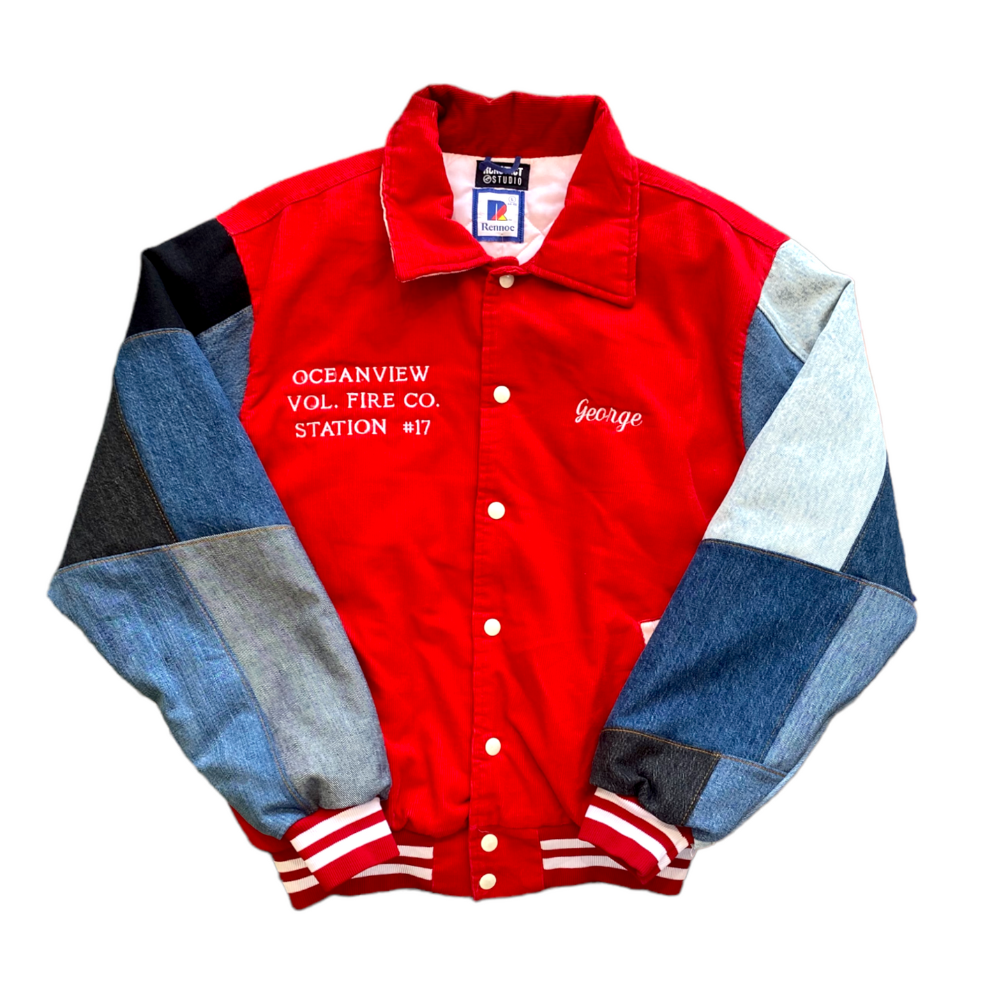 Oceanview Red Mixed Sleeve Bomber