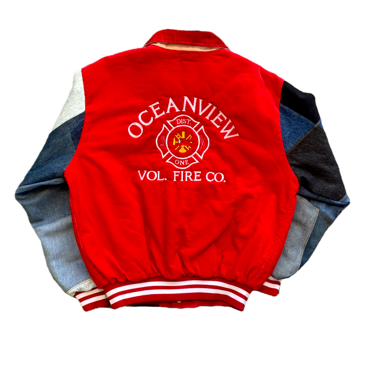 Oceanview Red Mixed Sleeve Bomber