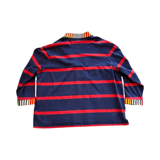 Navy and Red Striped Polo Kimono