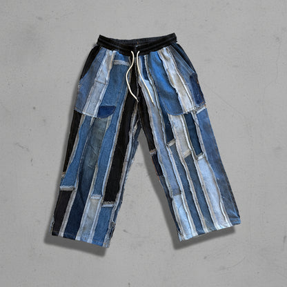 Vertical Distressed Denim Pant