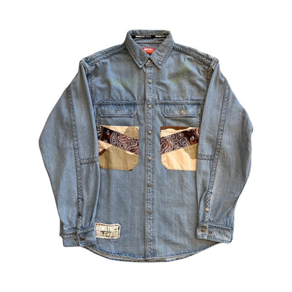 Bandana Patchwork Denim Button Up