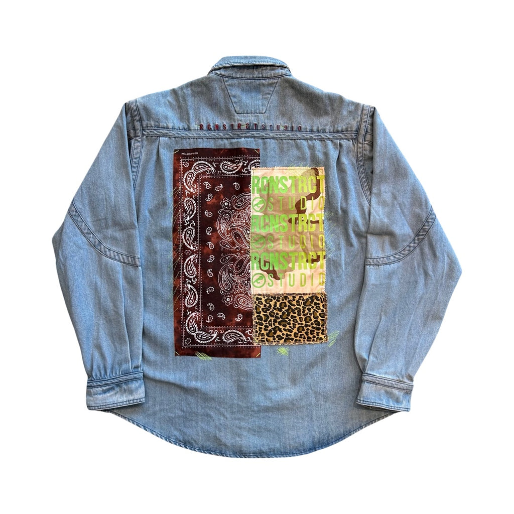 Bandana Patchwork Denim Button Up