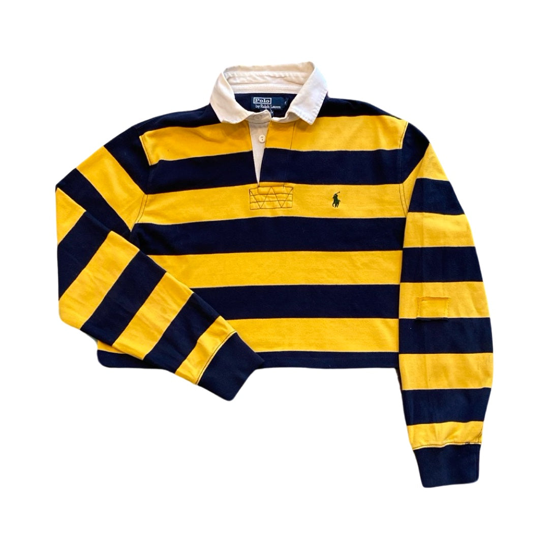 Navy and Yellow Cropped Polo
