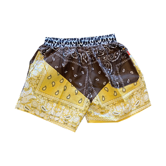 Paisley Shorts Brown & Yellow