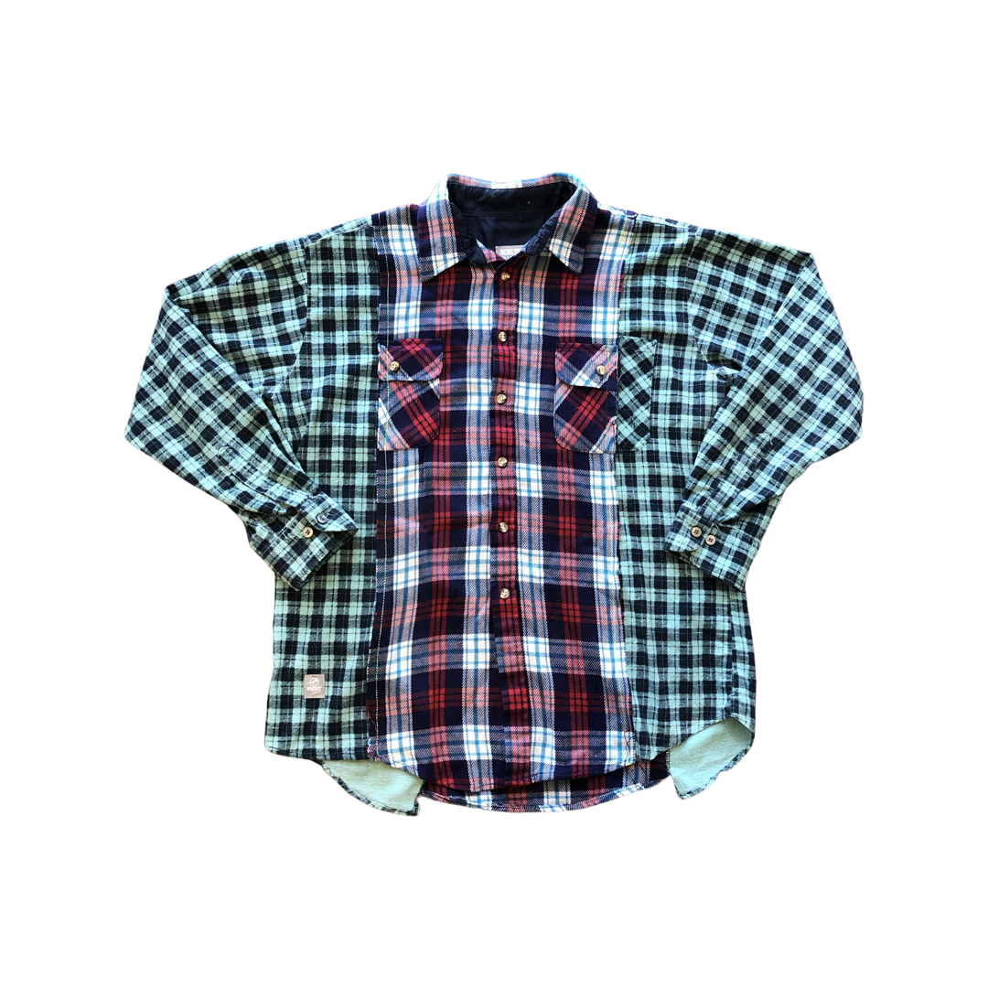 Turquoise, Red, & Blue Triple Panel Flannel