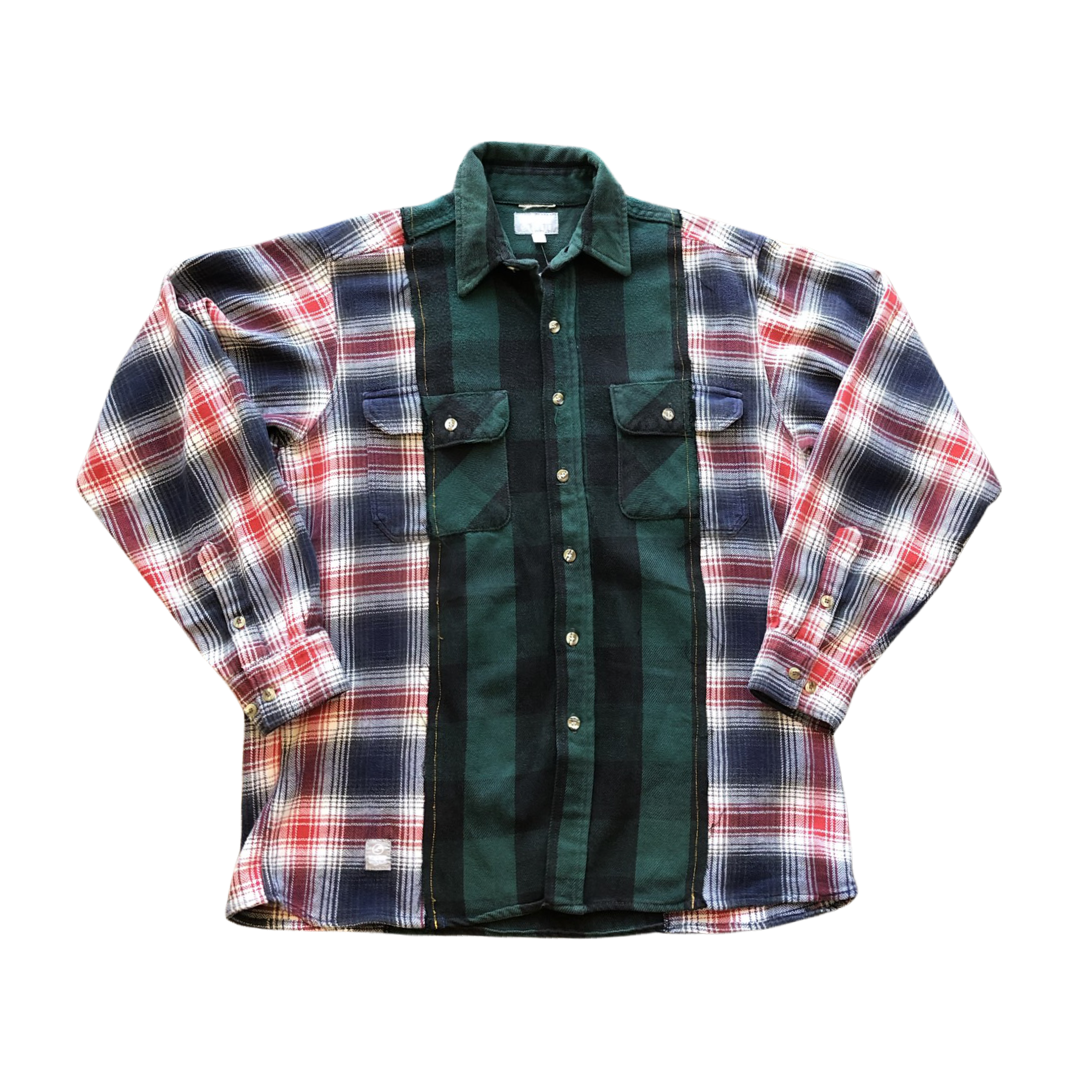 Green, Red, & Blue Triple Panel Flannel