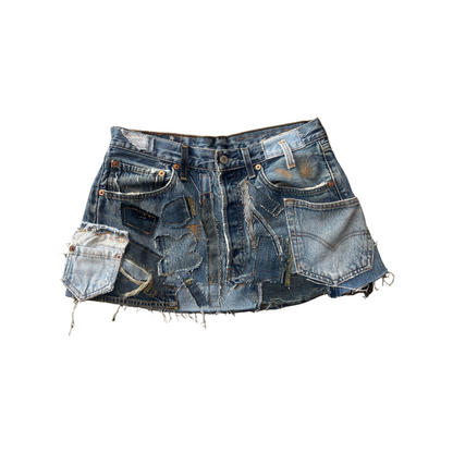 Denim Detail Patchwork Skirt/*Random Selection