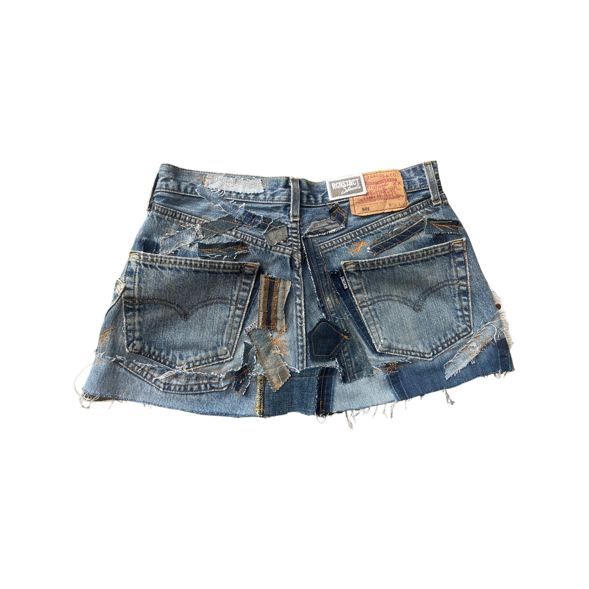 Denim Detail Patchwork Skirt/*Random Selection