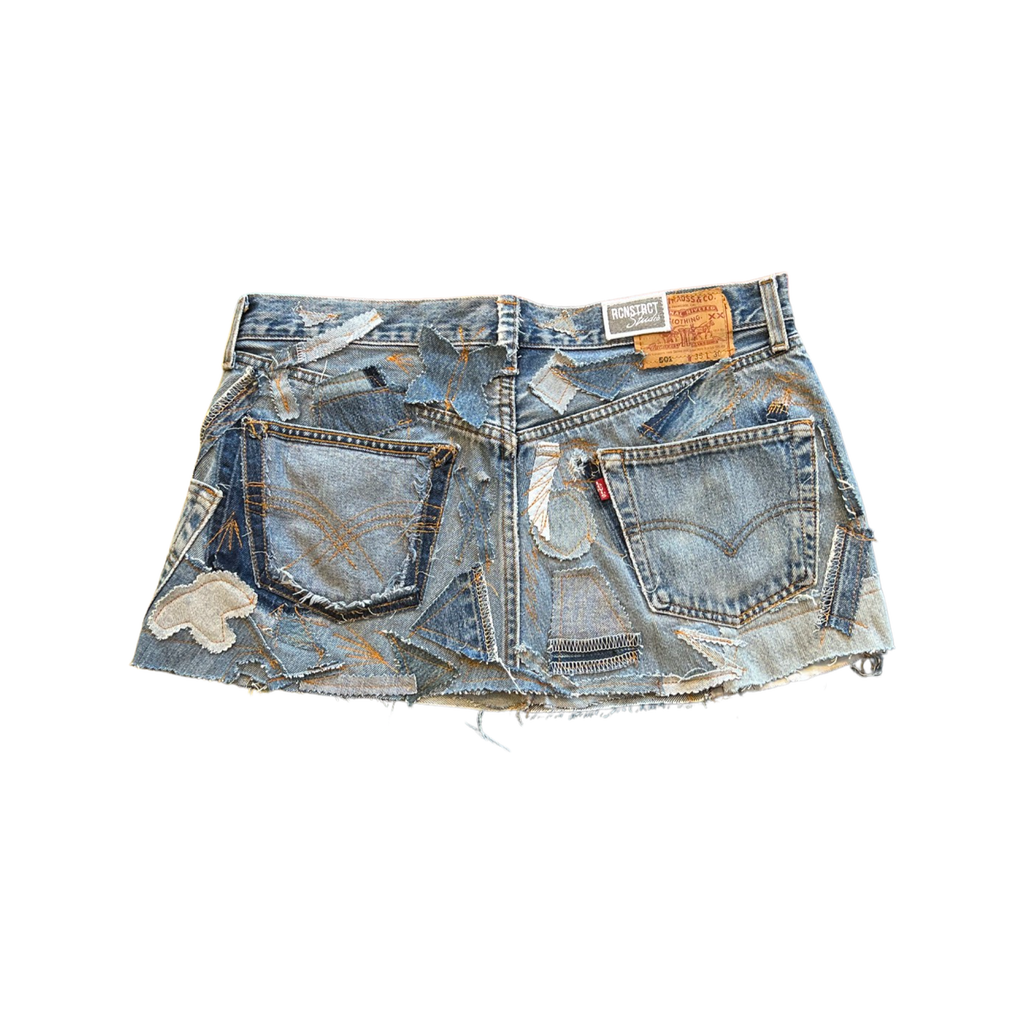 Denim Detail Patchwork Skirt/*Random Selection
