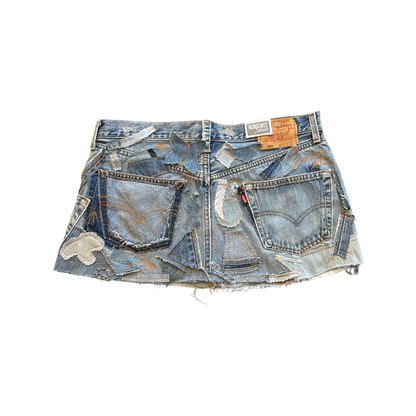 Denim Detail Patchwork Skirt/*Random Selection