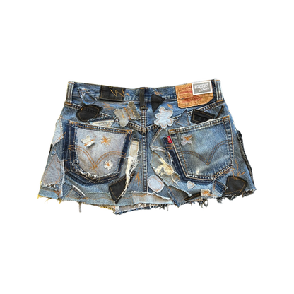 Denim Detail Patchwork Skirt/*Random Selection