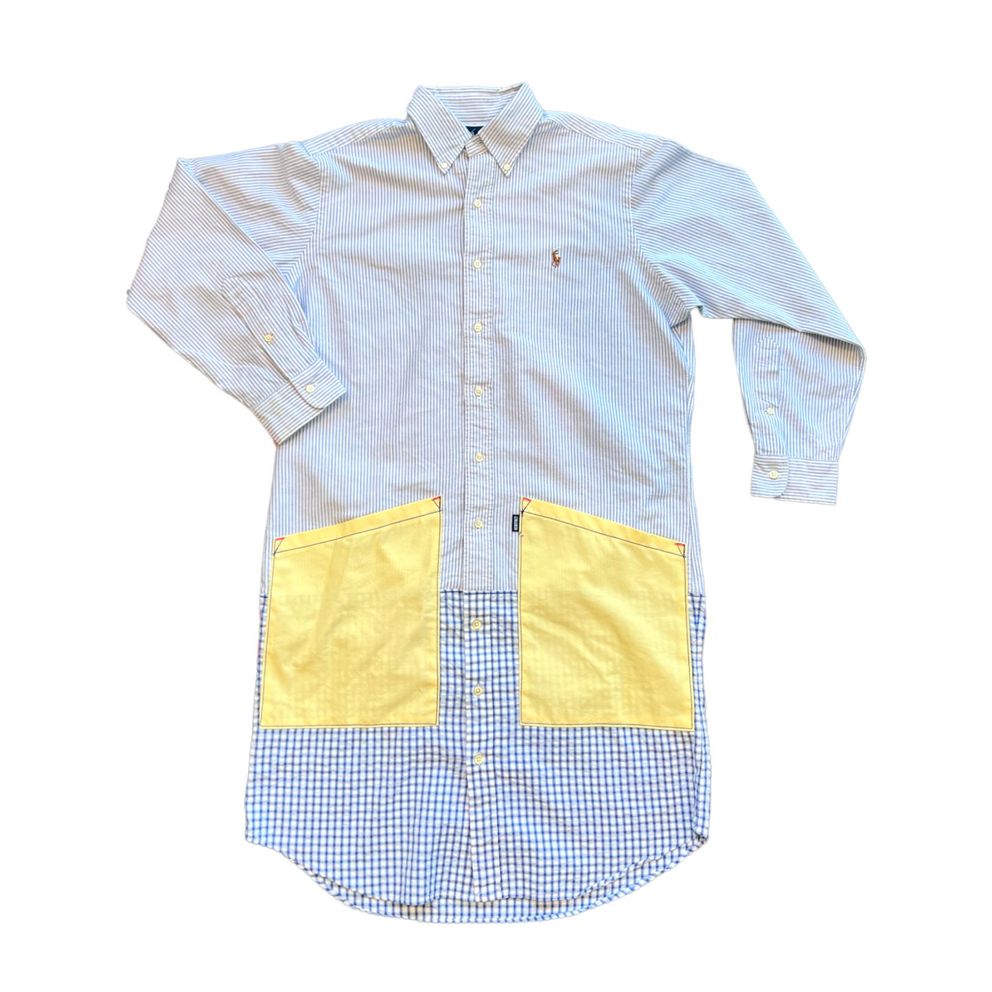 Extra Long Button Up - Blue Stripe
