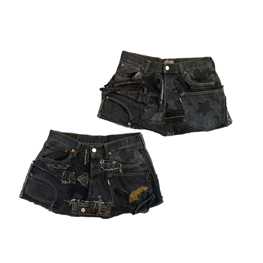 Black Denim Detail Patchwork Skirt/*Random Selection