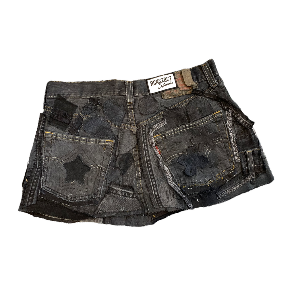 Black Denim Detail Patchwork Skirt/*Random Selection