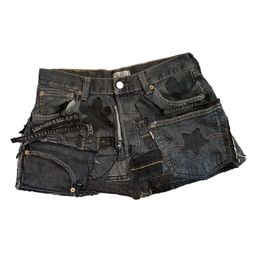 Black Denim Detail Patchwork Skirt/*Random Selection