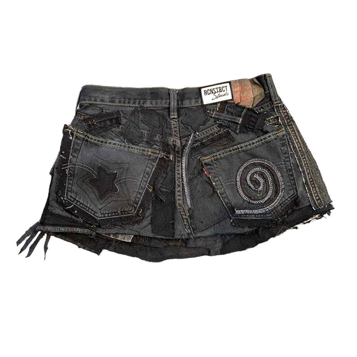 Black Denim Detail Patchwork Skirt/*Random Selection