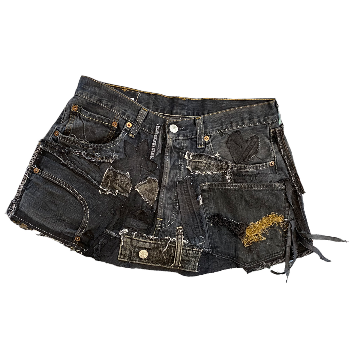 Black Denim Detail Patchwork Skirt/*Random Selection