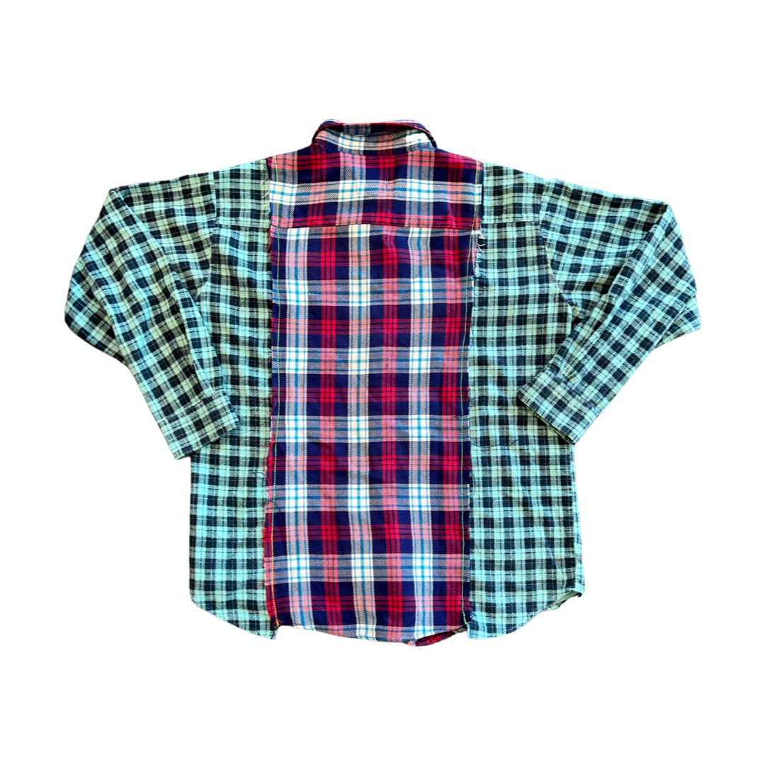 Turquoise, Red, & Blue Triple Panel Flannel