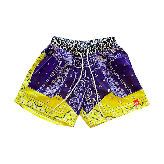 Paisley Shorts Purple & Yellow